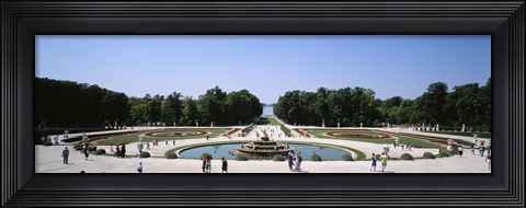 Framed Tourists around a fountain, Versailles, France Print