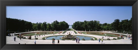 Framed Tourists around a fountain, Versailles, France Print