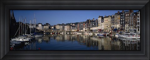 Framed Boats docked at a harbor, Honfleur, Normandy, France Print