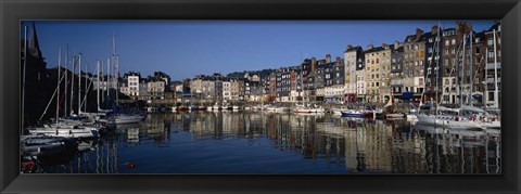 Framed Boats docked at a harbor, Honfleur, Normandy, France Print