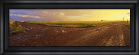 Framed Country crossroads passing through a landscape, Edmonton, Alberta, Canada Print