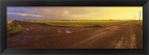 Framed Country crossroads passing through a landscape, Edmonton, Alberta, Canada Print