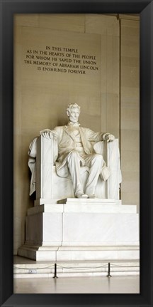 Framed Abraham Lincoln&#39;s Statue in a memorial, Lincoln Memorial, Washington DC, USA Print