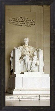 Framed Abraham Lincoln&#39;s Statue in a memorial, Lincoln Memorial, Washington DC, USA Print
