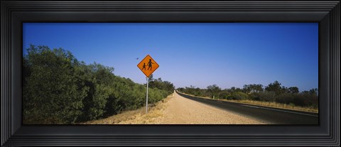 Framed Pedestrian Crossing sign at the roadside, Outback Highway, Australia Print
