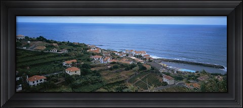 Framed High angle view of houses at a coast, Ponta Delgada, Madeira, Portugal Print