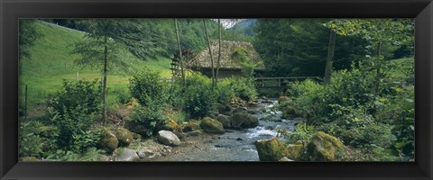 Framed River flowing through forest, Black Forest, Glottertal, Germany Print