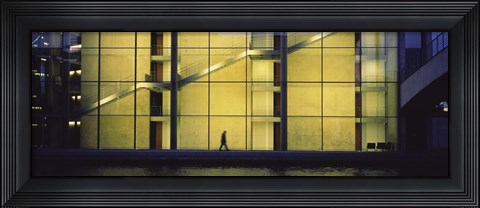 Framed Silhouette of a person walking in front of a building, Paul Lobe Haus, Berlin, Germany Print