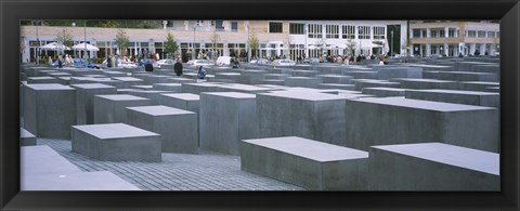 Framed Group of people walking near memorials, Memorial To The Murdered Jews of Europe, Berlin, Germany Print