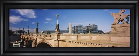 Framed Statue on an arch bridge, Moltke Bridge, Central Station, Berlin, Germany Print
