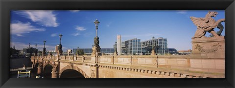 Framed Statue on an arch bridge, Moltke Bridge, Central Station, Berlin, Germany Print