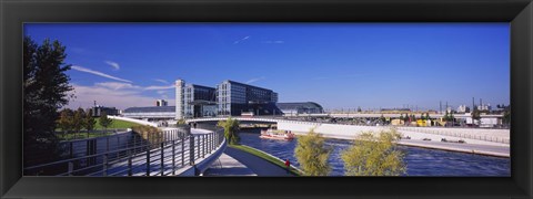 Framed Footpath along a river, Spree River, Central Station, Berlin, Germany Print