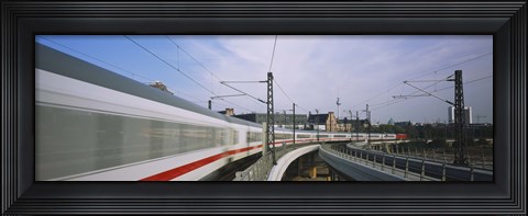 Framed Silver Train on railroad tracks, Central Station, Berlin, Germany Print