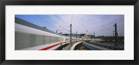 Framed Silver Train on railroad tracks, Central Station, Berlin, Germany Print