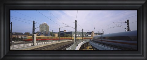 Framed Trains on railroad tracks, Central Station, Berlin, Germany Print