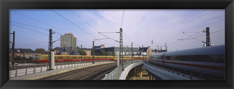 Framed Trains on railroad tracks, Central Station, Berlin, Germany Print