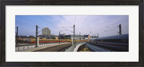 Framed Trains on railroad tracks, Central Station, Berlin, Germany Print
