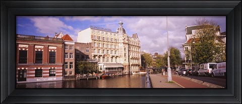 Framed Buildings along a water channel, Amsterdam, Netherlands Print