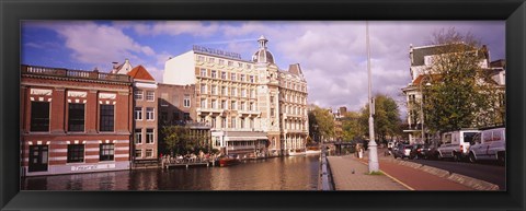 Framed Buildings along a water channel, Amsterdam, Netherlands Print