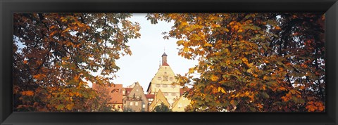 Framed Low angle view of buildings viewed through trees, Bietigheim, Baden-Wurttemberg, Germany Print