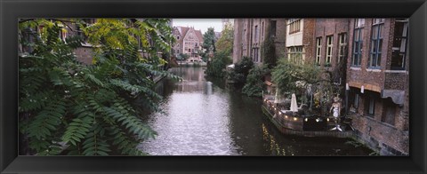Framed Buildings along a canal, Ghent, Belgium Print