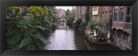 Framed Buildings along a canal, Ghent, Belgium Print