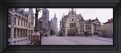 Framed Tourists walking in front of a church, St. Nicolas Church, Ghent, Belgium Print