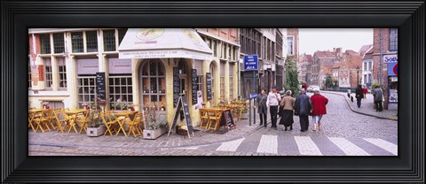 Framed Tourists walking on the street in a city, Ghent, Belgium Print
