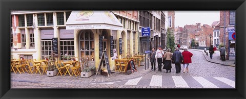 Framed Tourists walking on the street in a city, Ghent, Belgium Print