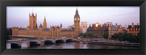 Framed Arch bridge across a river, Westminster Bridge, Big Ben, Houses Of Parliament, Westminster, London, England Print