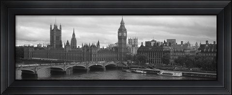Framed Bridge across a river, Westminster Bridge, Big Ben, Houses of Parliament, City Of Westminster, London, England Print