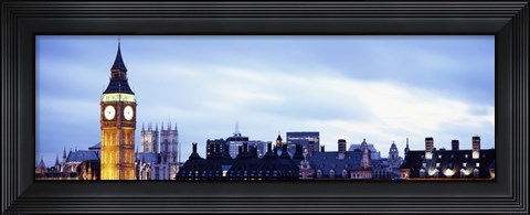 Framed Buildings in a city, Big Ben, Houses Of Parliament, Westminster, London, England Print