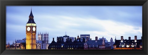 Framed Buildings in a city, Big Ben, Houses Of Parliament, Westminster, London, England Print