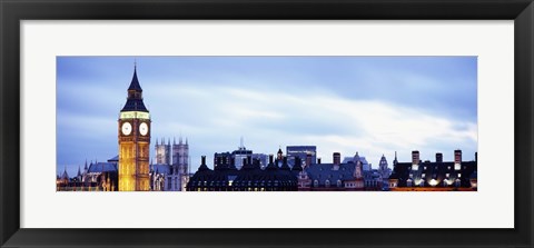 Framed Buildings in a city, Big Ben, Houses Of Parliament, Westminster, London, England Print