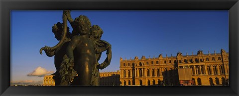 Framed Statues in front of a castle, Chateau de Versailles, Versailles, Yvelines, France Print