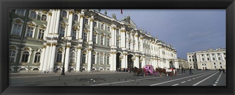 Framed Museum along a road, State Hermitage Museum, Winter Palace, Palace Square, St. Petersburg, Russia Print