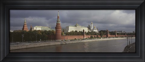 Framed Buildings along a river, Grand Kremlin Palace, Moskva River, Moscow, Russia Print