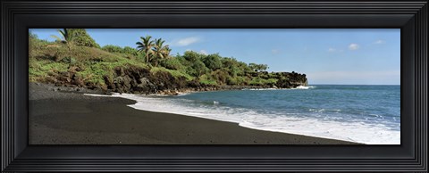 Framed Surf on the beach, Black Sand Beach, Maui, Hawaii, USA Print