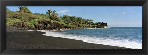 Framed Surf on the beach, Black Sand Beach, Maui, Hawaii, USA Print