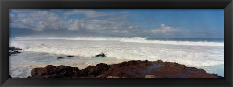 Framed Rock formations on the beach, Hookipa Beach, Maui, Hawaii, USA Print