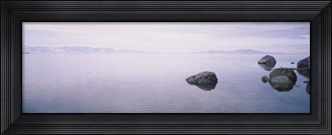 Framed Rock formations in a lake, Great Salt Lake, Utah, USA Print
