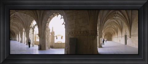 Framed Tourists at a monastery, Mosteiro dos Jeronimos, Belem, Lisbon, Portugal Print