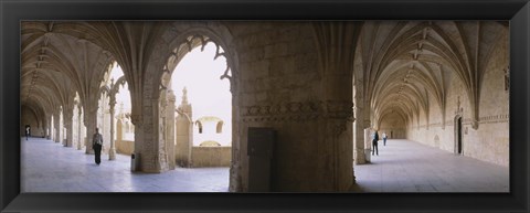 Framed Tourists at a monastery, Mosteiro dos Jeronimos, Belem, Lisbon, Portugal Print