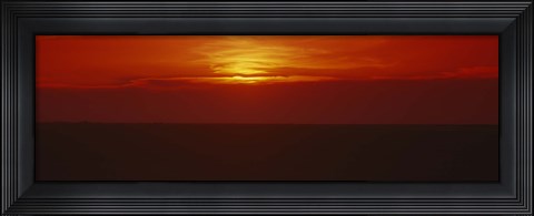 Framed Sunset over a grain field, Carson County, Texas Panhandle, Texas, USA Print