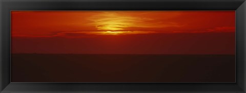 Framed Sunset over a grain field, Carson County, Texas Panhandle, Texas, USA Print