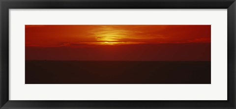 Framed Sunset over a grain field, Carson County, Texas Panhandle, Texas, USA Print