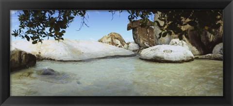 Framed Rocks in water, The Baths, Virgin Gorda, British Virgin Islands Print