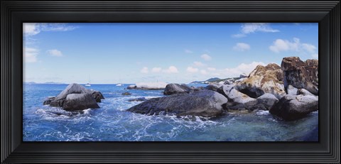 Framed Rock formations in the sea, The Baths, Virgin Gorda, British Virgin Islands Print