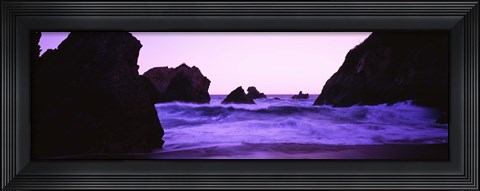 Framed Dusk on the Santa Cruz coastline, California, USA Print