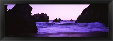 Framed Dusk on the Santa Cruz coastline, California, USA Print